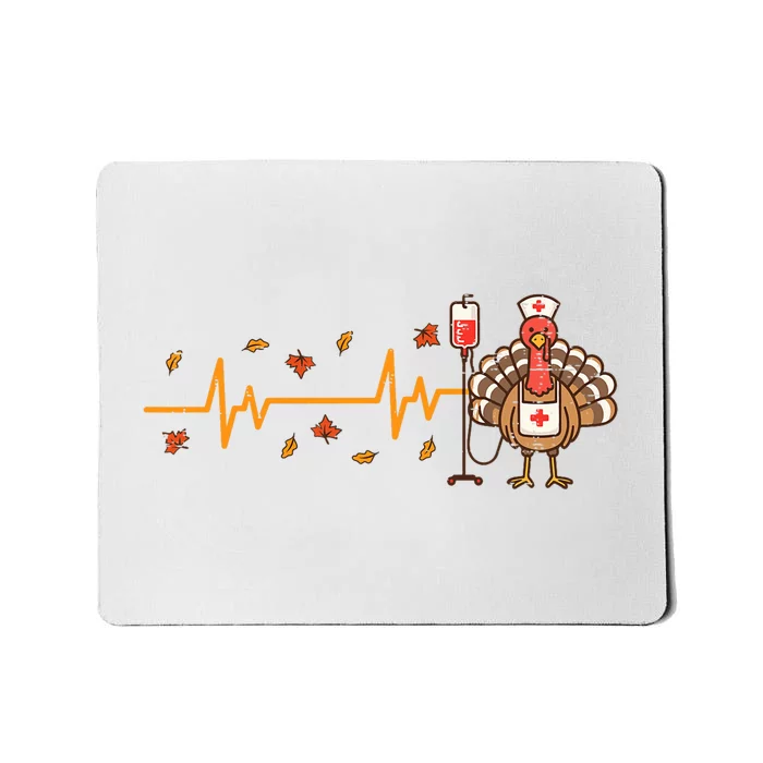 Thanksgiving Nurse Heartbeat Turkey Fall Scrub Top Women Mousepad