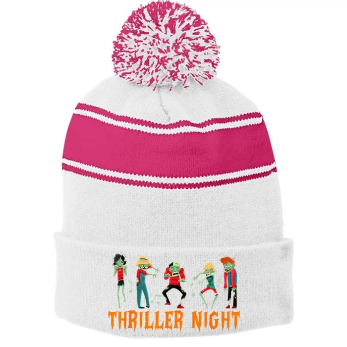 Thriller Night Halloween Dancing Zombie Stripe Pom Pom Beanie