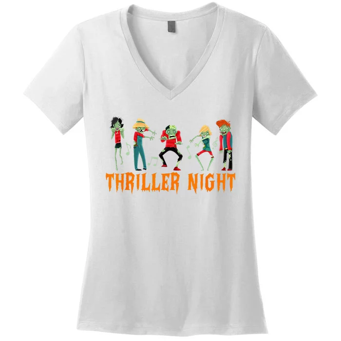 Thriller Night Halloween Dancing Zombie Women's V-Neck T-Shirt