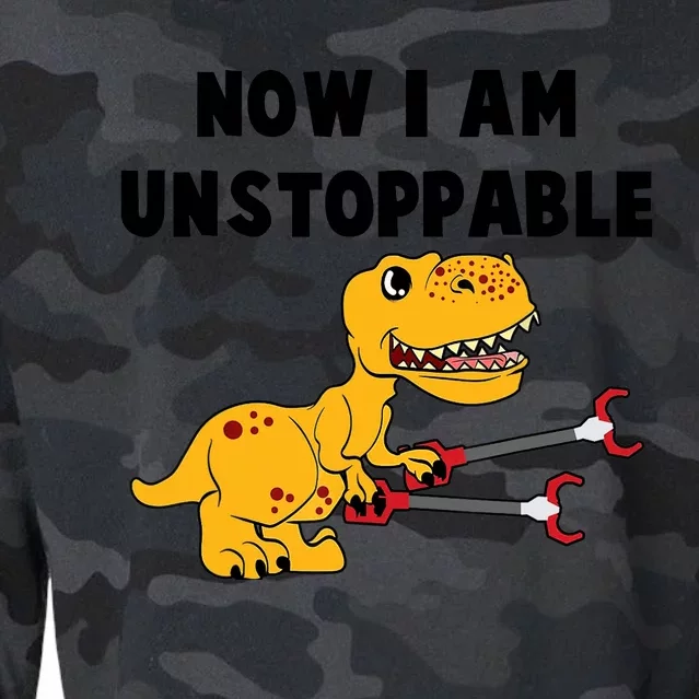 Toddlers Now I Am Unstoppable Funny Dinosaur Cropped Pullover Crew