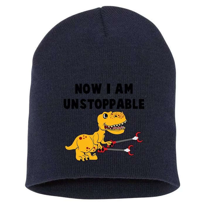 Toddlers Now I Am Unstoppable Funny Dinosaur Short Acrylic Beanie