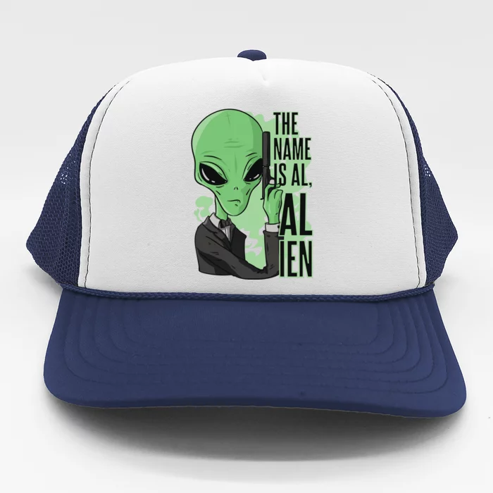 The Name Is Alien Funny Spy Cartoon Trucker Hat