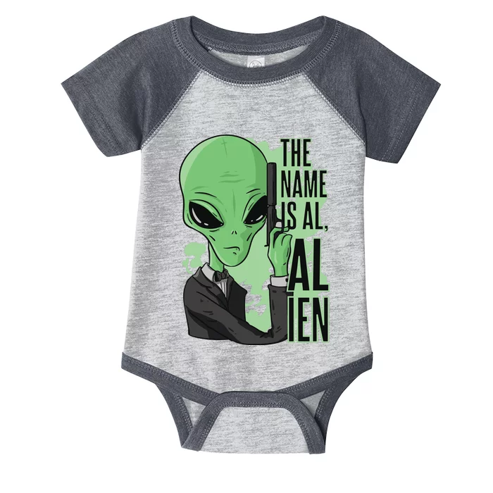 The Name Is Alien Funny Spy Cartoon Infant Baby Jersey Bodysuit