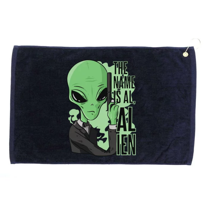 The Name Is Alien Funny Spy Cartoon Grommeted Golf Towel