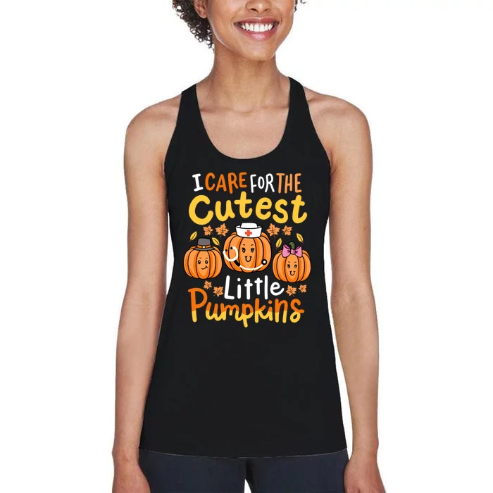 Thanksgiving Nurse I Care For The Cutest Little Pumpkins Women's Racerback Tank