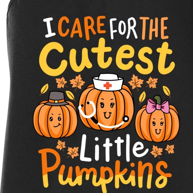 Thanksgiving Nurse I Care For The Cutest Little Pumpkins Women's Racerback Tank