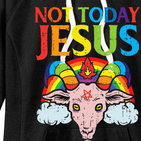 Today Not Jesus Satan Goat Rainbow Satanism Women's Fleece Hoodie