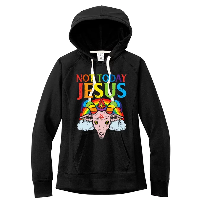 Today Not Jesus Satan Goat Rainbow Satanism Women's Fleece Hoodie