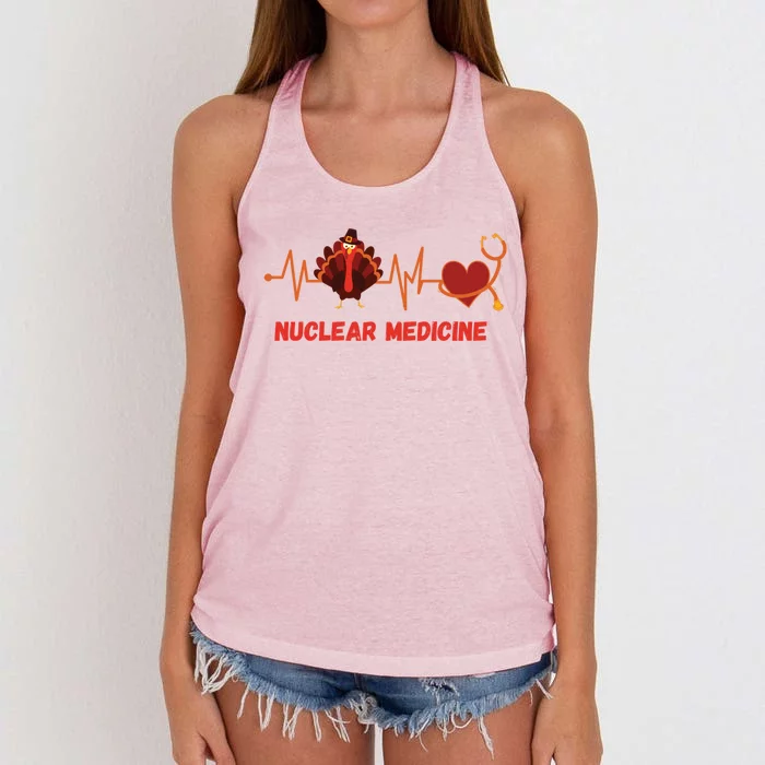 Thanksgiving Nuclear Medicine Doctor Stethoscope Turkey Gift Women's Knotted Racerback Tank