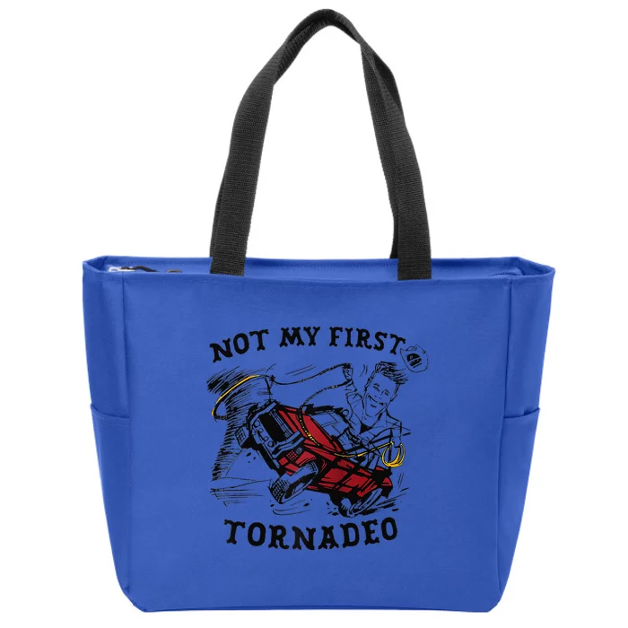 Twisters Not My First Tornadeo Funny Tornado Chaser Cow Raglan Zip Tote Bag