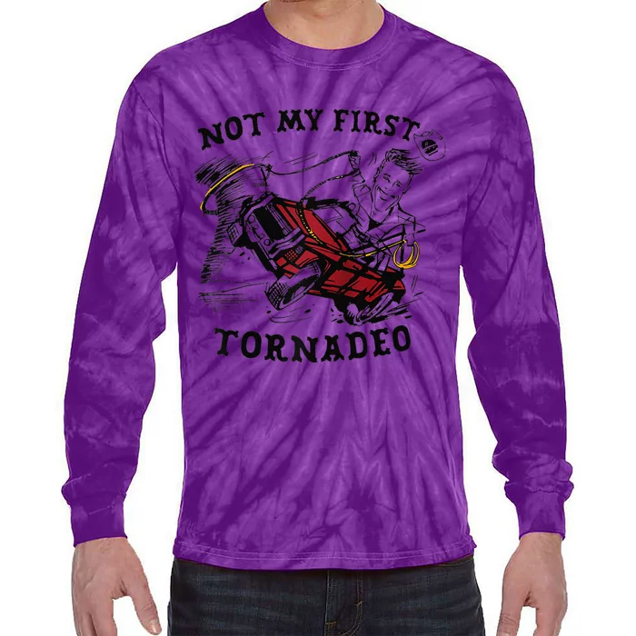 Twisters Not My First Tornadeo Funny Tornado Chaser Cow Raglan Tie-Dye Long Sleeve Shirt