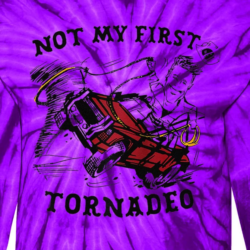 Twisters Not My First Tornadeo Funny Tornado Chaser Cow Raglan Tie-Dye Long Sleeve Shirt