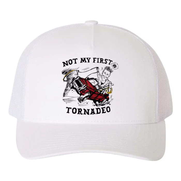 Twisters Not My First Tornadeo Funny Tornado Chaser Cow Raglan Yupoong Adult 5-Panel Trucker Hat