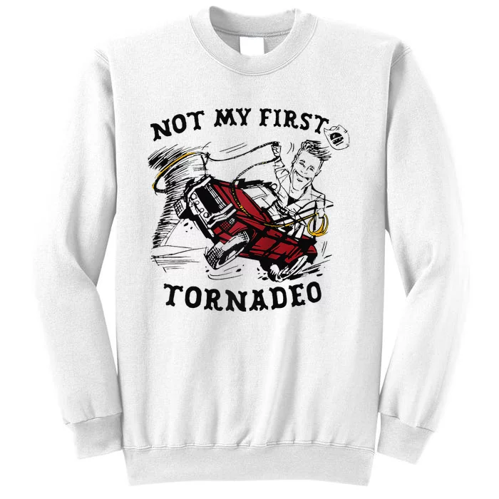 Twisters Not My First Tornadeo Funny Tornado Chaser Cow Raglan Sweatshirt