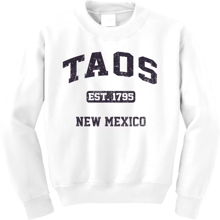 Taos New Mexico NM Vintage State Athletic Style Kids Sweatshirt