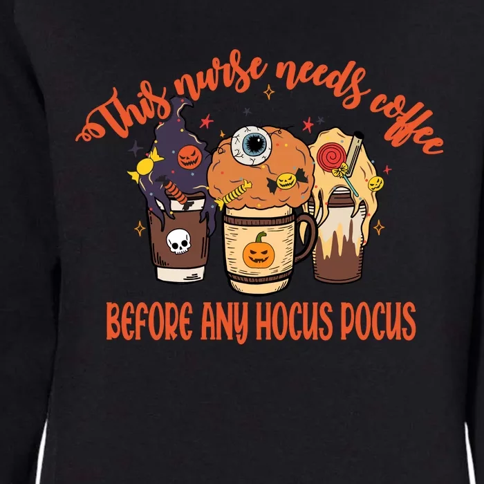 This Nurse Needs Coffee Funny Halloween Graphic Plus Size Womens California Wash Sweatshirt