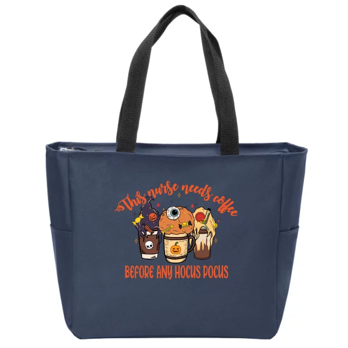 This Nurse Needs Coffee Funny Halloween Graphic Plus Size Zip Tote Bag