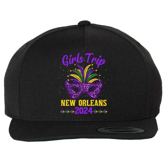 Trip New Orleans 2024 Mardi Gras Mask Friends Vacation Wool Snapback Cap