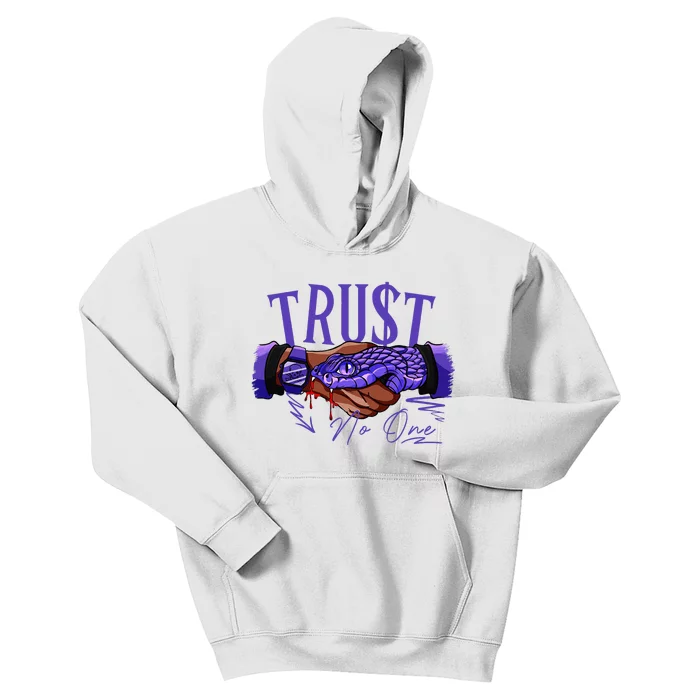 Trust No One Black Field Purple 12s Matching Kids Hoodie