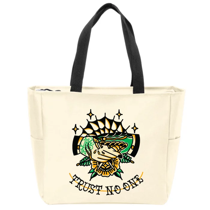 Trust No One Alternative Traditional Tattoo Flash Edgy Snake Zip Tote Bag