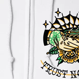 Trust No One Alternative Traditional Tattoo Flash Edgy Snake Full Zip Hoodie