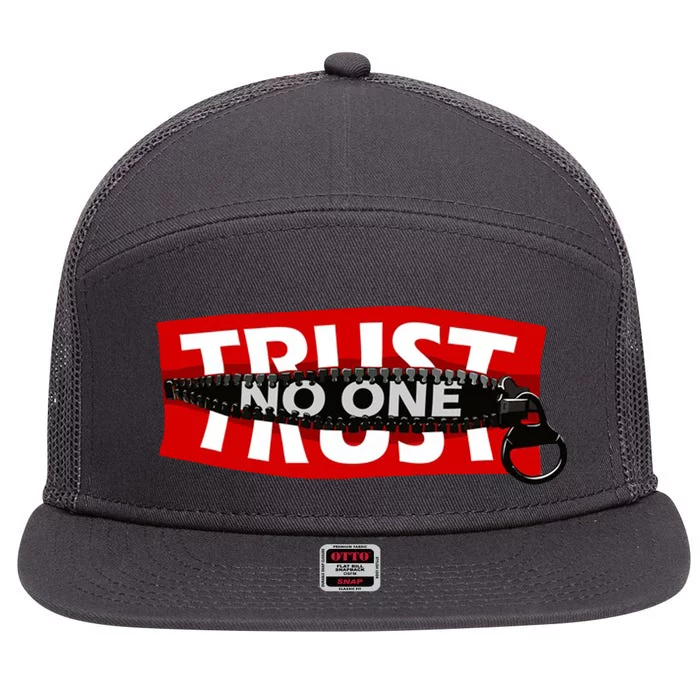 Trust No One Graphic 7 Panel Mesh Trucker Snapback Hat