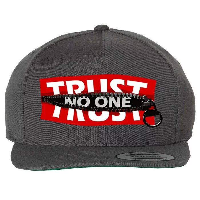 Trust No One Graphic Wool Snapback Cap