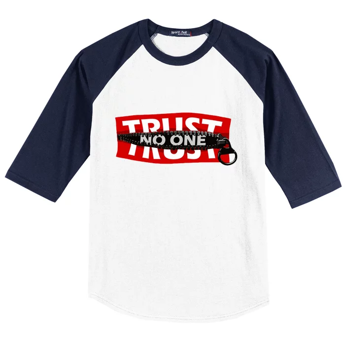 Trust No One Graphic Baseball Sleeve Shirt