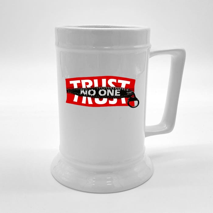 Trust No One Graphic Front & Back Beer Stein