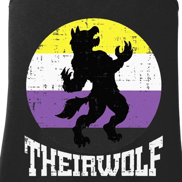 Theirwolf Nonbinary Pride Non Binary Enby NB Flag LGBTQ Ladies Essential Tank