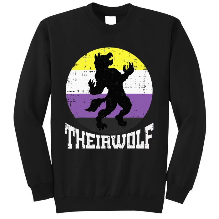 Theirwolf Nonbinary Pride Non Binary Enby NB Flag LGBTQ Tall Sweatshirt