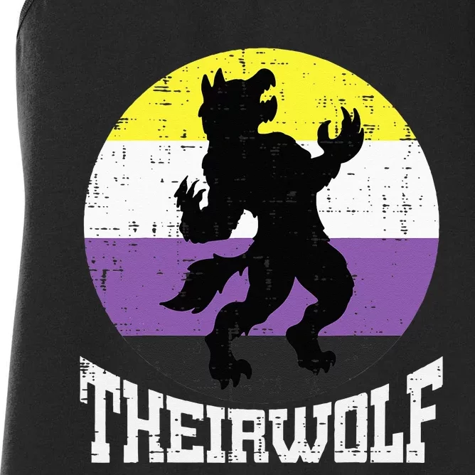 Theirwolf Nonbinary Pride Non Binary Enby NB Flag LGBTQ Women's Racerback Tank