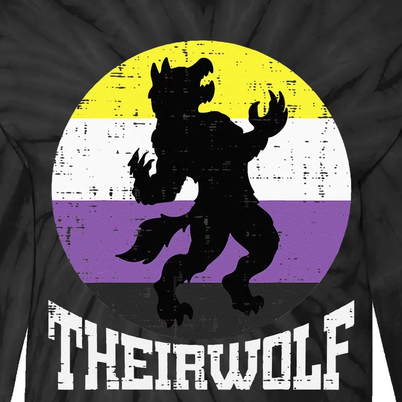 Theirwolf Nonbinary Pride Non Binary Enby NB Flag LGBTQ Tie-Dye Long Sleeve Shirt