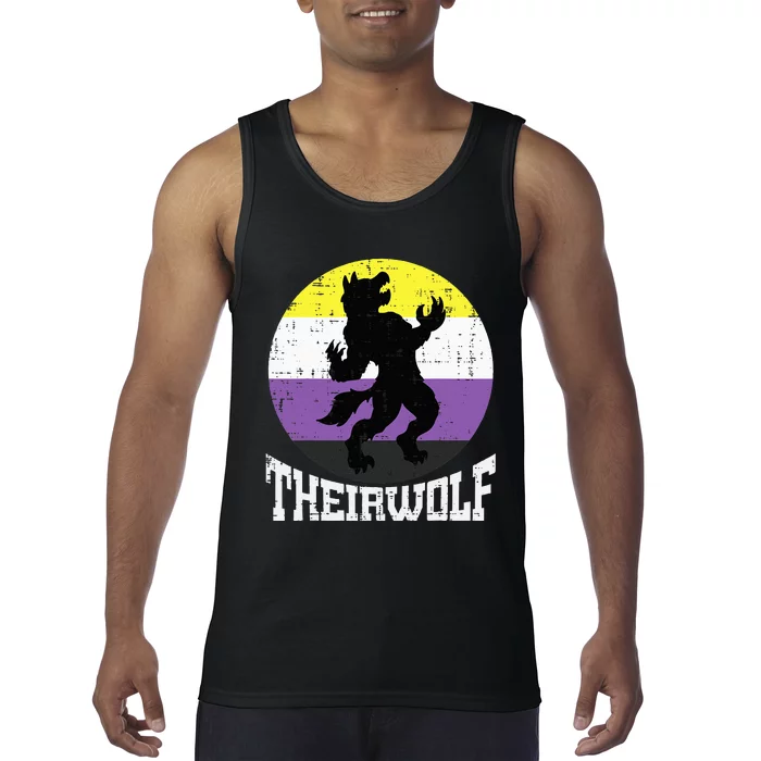 Theirwolf Nonbinary Pride Non Binary Enby NB Flag LGBTQ Tank Top