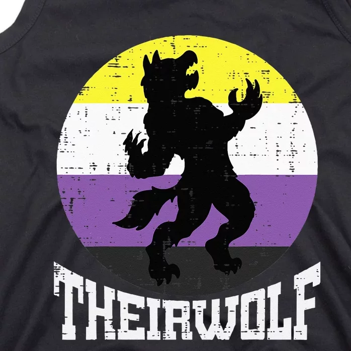 Theirwolf Nonbinary Pride Non Binary Enby NB Flag LGBTQ Tank Top