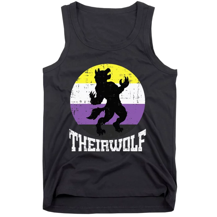 Theirwolf Nonbinary Pride Non Binary Enby NB Flag LGBTQ Tank Top