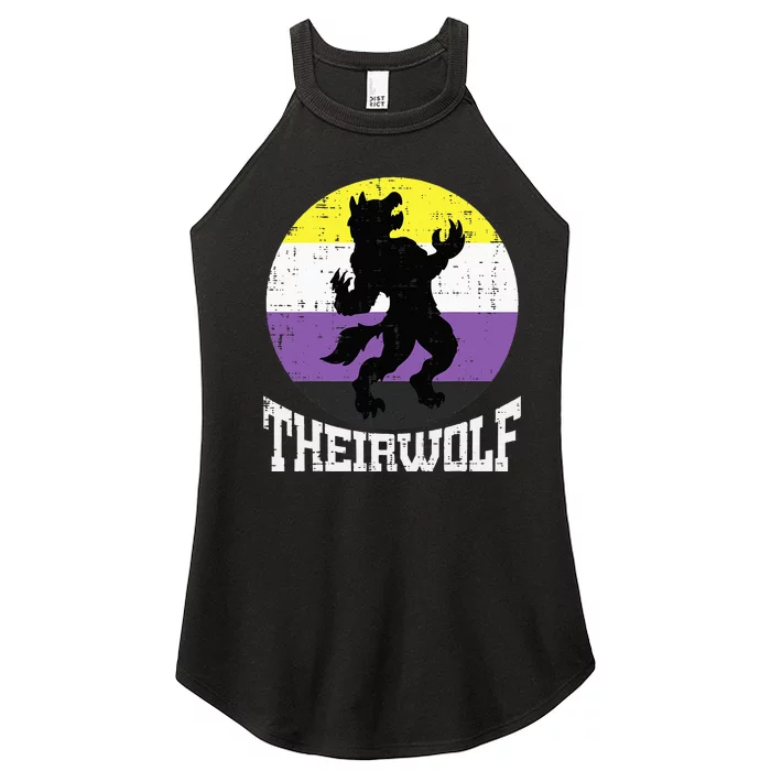 Theirwolf Nonbinary Pride Non Binary Enby NB Flag LGBTQ Women’s Perfect Tri Rocker Tank