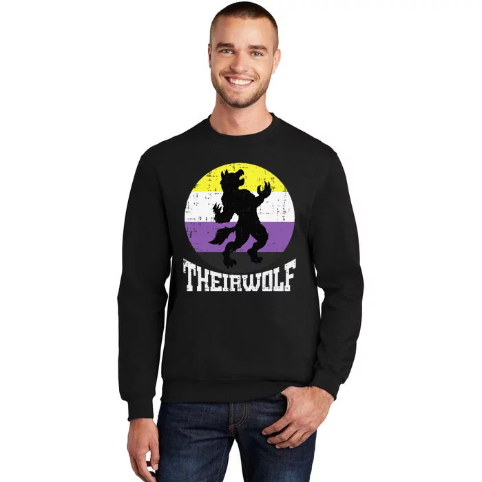 Theirwolf Nonbinary Pride Non Binary Enby NB Flag LGBTQ Sweatshirt