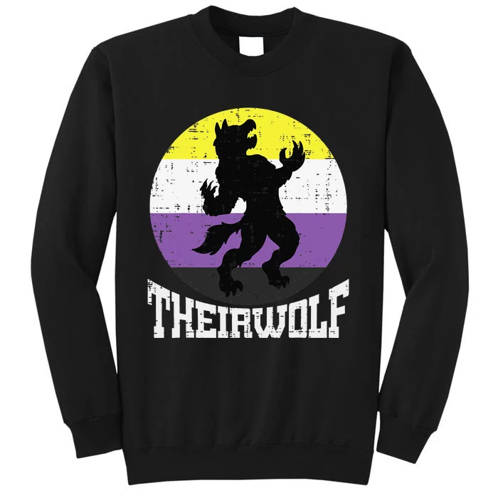 Theirwolf Nonbinary Pride Non Binary Enby NB Flag LGBTQ Sweatshirt