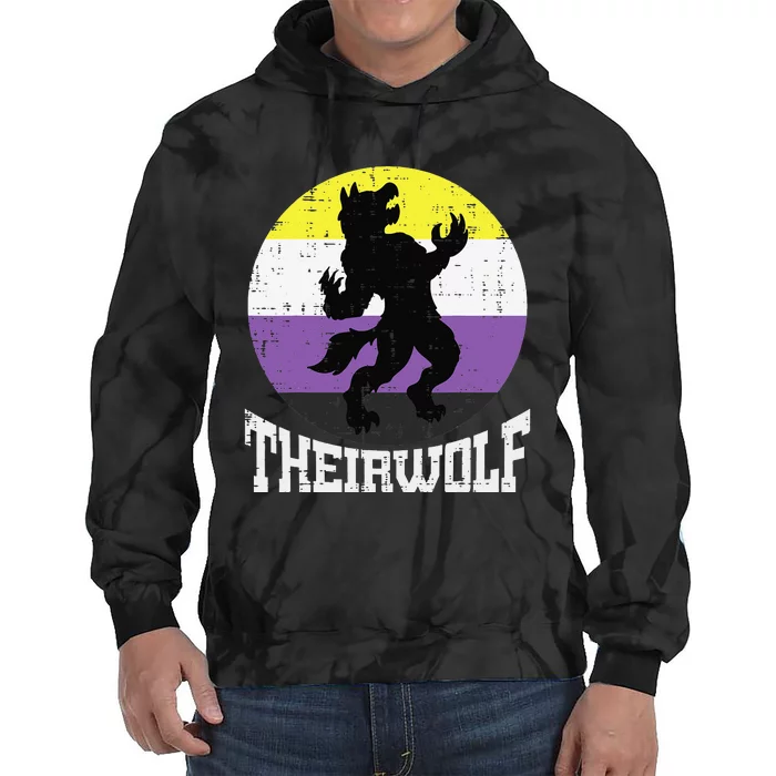 Theirwolf Nonbinary Pride Non Binary Enby NB Flag LGBTQ Tie Dye Hoodie