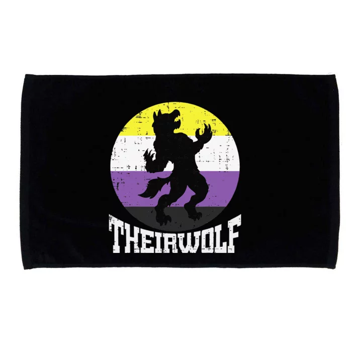 Theirwolf Nonbinary Pride Non Binary Enby NB Flag LGBTQ Microfiber Hand Towel