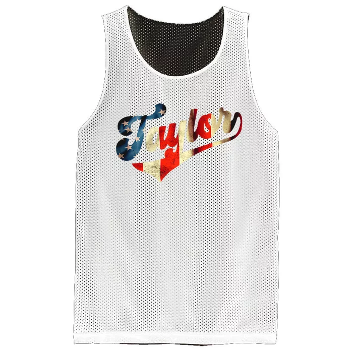 Taylor Name Personalized American Flag 4th Of July Patriotic Mesh Reversible Basketball Jersey Tank