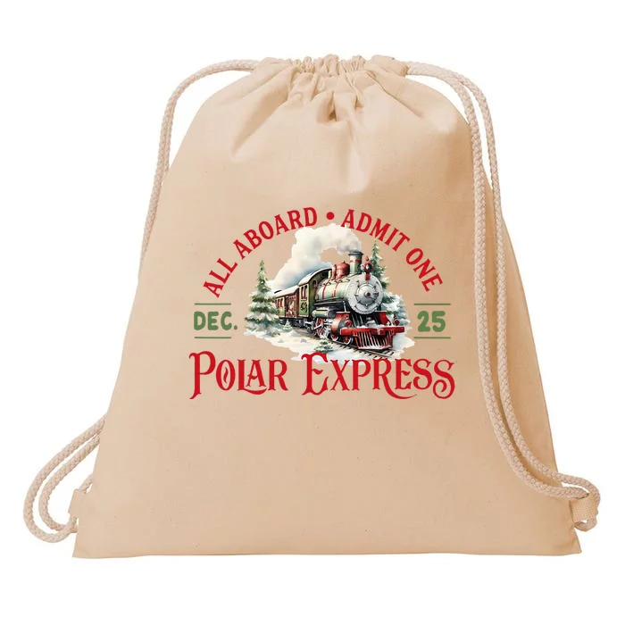 Train North Pole P.O.L.A.R E.X.P.R.E.S.S All Abroad Christmas Drawstring Bag