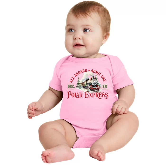 Train North Pole P.O.L.A.R E.X.P.R.E.S.S All Abroad Christmas Baby Bodysuit