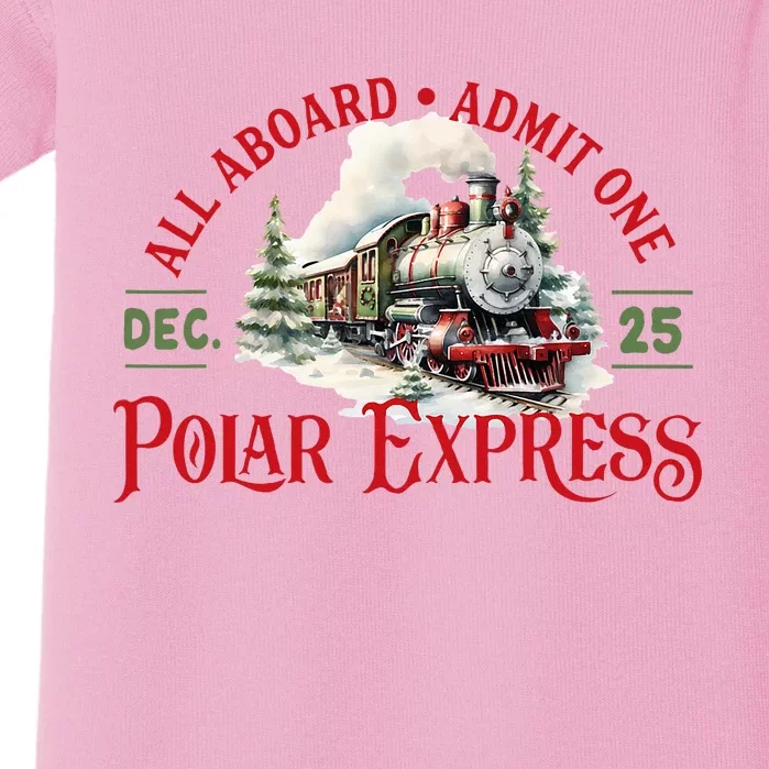 Train North Pole P.O.L.A.R E.X.P.R.E.S.S All Abroad Christmas Baby Bodysuit