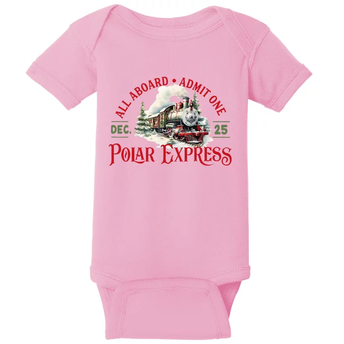 Train North Pole P.O.L.A.R E.X.P.R.E.S.S All Abroad Christmas Baby Bodysuit