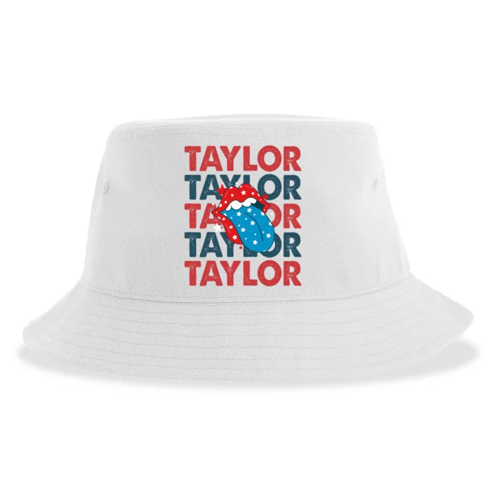 Taylor Name Personalized American 4th Of July Patriotic Sustainable Bucket Hat