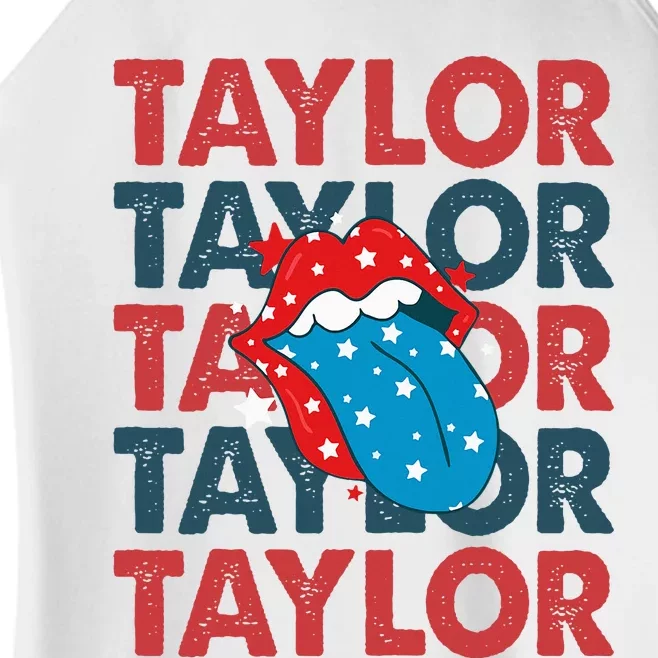 Taylor Name Personalized American 4th Of July Patriotic Women’s Perfect Tri Rocker Tank