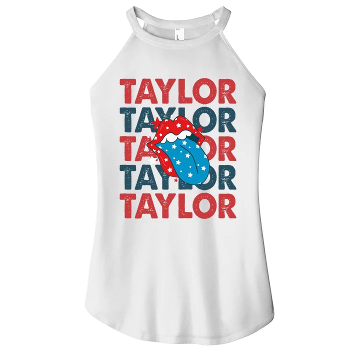 Taylor Name Personalized American 4th Of July Patriotic Women’s Perfect Tri Rocker Tank