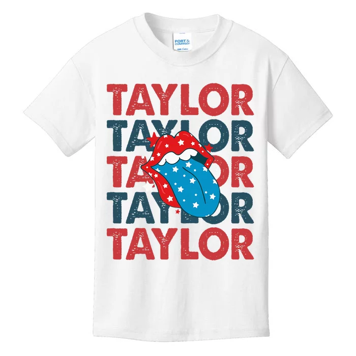 Taylor Name Personalized American 4th Of July Patriotic Kids T-Shirt